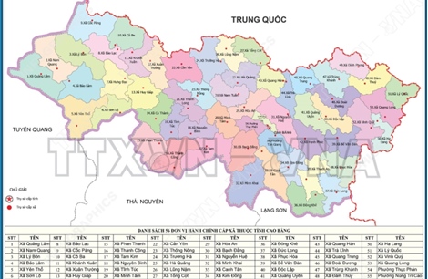 56 đơn vị hành chính cấp xã của tỉnh Cao Bằng năm 2025