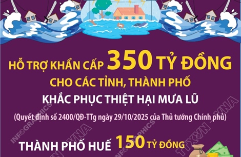 Hỗ trợ khẩn cấp 350 tỷ đồng cho các địa phương miền Trung khắc phục thiệt hại mưa lũ