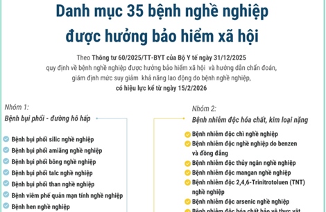 Danh mục 35 bệnh nghề nghiệp được hưởng bảo hiểm xã hội