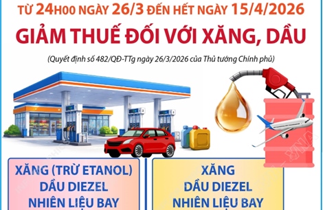 Giảm thuế đối với xăng, dầu đến ngày 15/4/2026