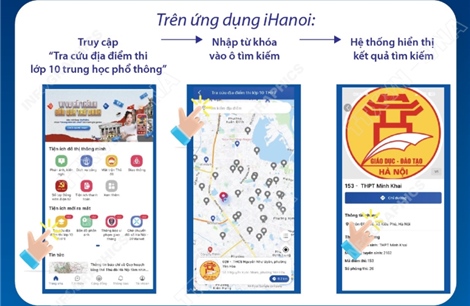 Học sinh có thể tra cứu địa điểm thi lớp 10 trên ứng dụng iHanoi