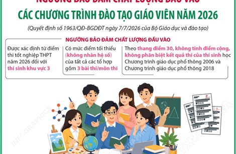 Ngưỡng bảo đảm chất lượng đầu vào các chương trình đào tạo giáo viên năm 2026