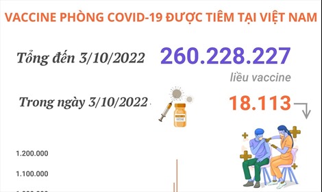 Hơn 260,22 triệu liều vaccine phòng COVID-19 đã được tiêm tại Việt Nam
