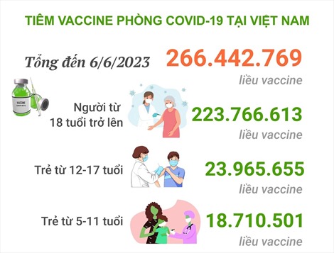 Tình hình tiêm vaccine phòng COVID-19 tại Việt Nam tính đến hết ngày 6/6/2023