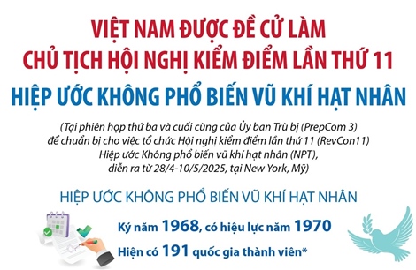 Việt Nam được đề cử làm Chủ tịch Hội nghị kiểm điểm lần thứ 11 Hiệp ước Không phổ biến vũ khí hạt nhân