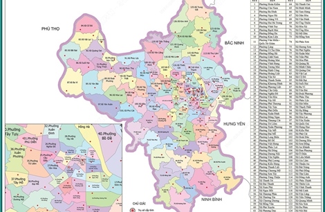 126 đơn vị hành chính cấp xã của thành phố Hà Nội năm 2025