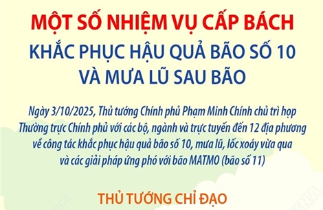 Một số nhiệm vụ cấp bách khắc phục hậu quả bão số 10 và mưa lũ sau bão