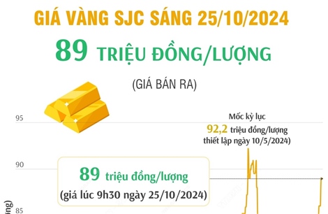 Vàng SJC sáng 25/10/2024: 89 triệu đồng/lượng