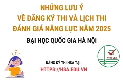 Những lưu ý về đăng ký thi và lịch thi đánh giá năng lực của Đại học Quốc gia Hà Nội