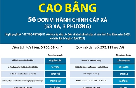 Thông tin chi tiết sắp xếp các đơn vị hành chính cấp xã của tỉnh Cao Bằng
