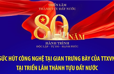 Sức hút công nghệ tại gian trưng bày của TTXVN tại Triển lãm thành tựu đất nước