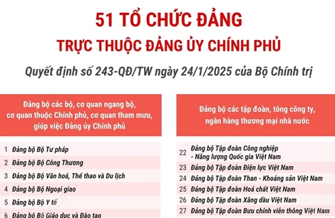 51 tổ chức đảng trực thuộc Đảng ủy Chính phủ