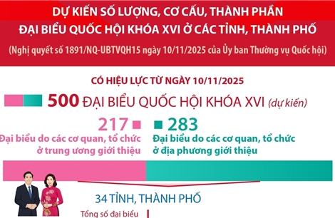 Dự kiến số lượng, cơ cấu, thành phần đại biểu Quốc hội khóa XVI ở các tỉnh, thành phố