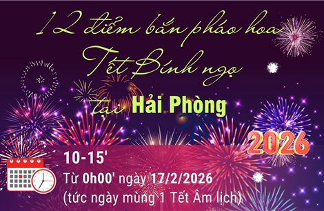 12 điểm bắn pháo hoa Tết Nguyên đán Bính Ngọ tại Hải Phòng