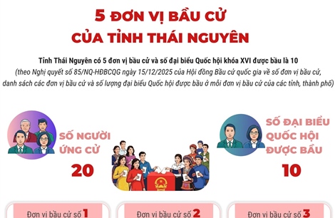 5 đơn vị bầu cử của tỉnh Thái Nguyên
