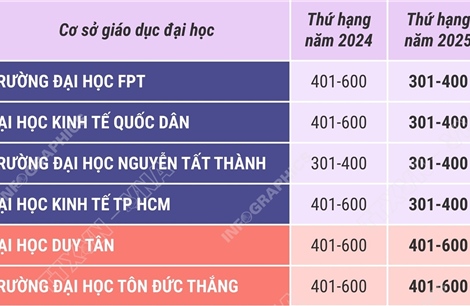 16 cơ sở giáo dục đại học Việt Nam trong bảng xếp hạng tầm ảnh hưởng năm 2025