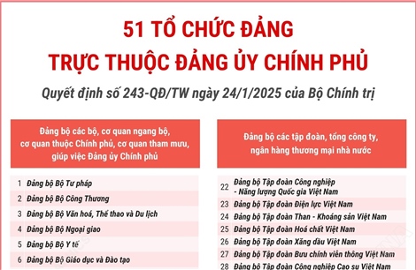 51 tổ chức đảng trực thuộc Đảng ủy Chính phủ