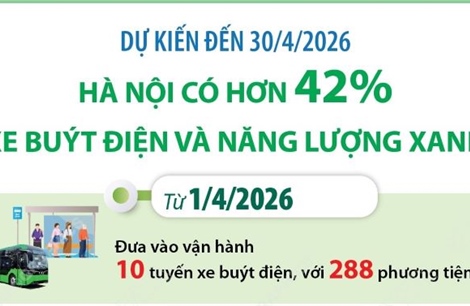 Dự kiến đến 30/4/2026: Hà Nội có hơn 42% xe buýt điện và năng lượng xanh