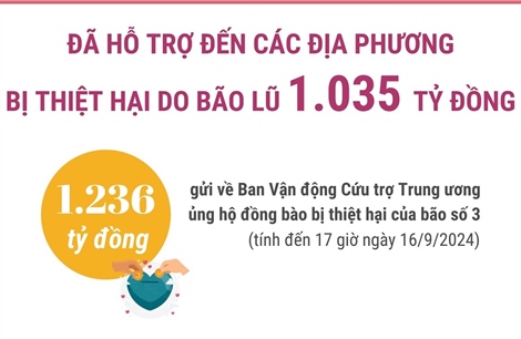 Đã hỗ trợ các địa phương bị thiệt hại do bão lũ 1.035 tỷ đồng