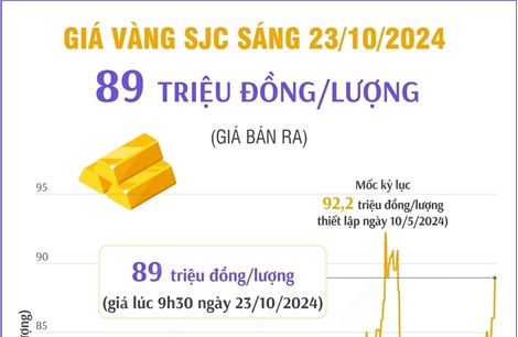 Vàng SJC sáng 23/10/2024 có giá 89 triệu đồng/lượng