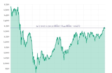 Phiên 24/3/2025: VN-Index tăng hơn 8 điểm