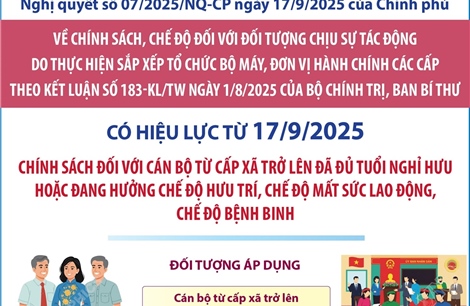 Chính sách đối với cán bộ từ cấp xã trở lên đã đủ tuổi nghỉ hưu hoặc đang hưởng chế độ hưu trí, chế độ mất sức lao động, chế độ bệnh binh