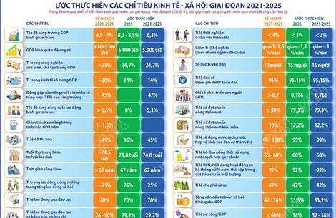 Ước thực hiện các chỉ tiêu kinh tế - xã hội giai đoạn 2021-2025