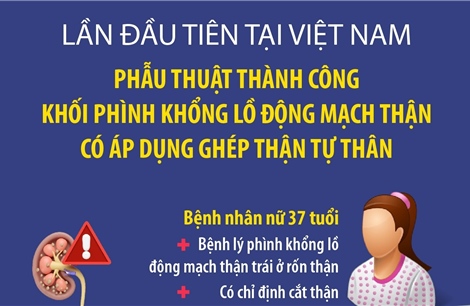 Phẫu thuật thành công khối phình khổng lồ động mạch thận 