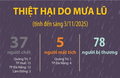 Thiệt hại do mưa lũ (tính đến sáng 3/11/2025)