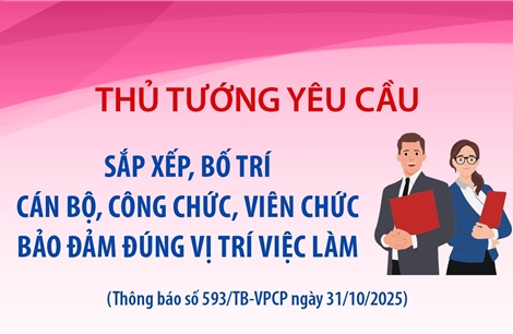 Thủ tướng yêu cầu sắp xếp, bố trí cán bộ, công chức, viên chức bảo đảm đúng vị trí việc làm