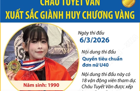 Châu Tuyết Vân giành Huy chương Vàng quyền tiêu chuẩn đơn nữ U40
