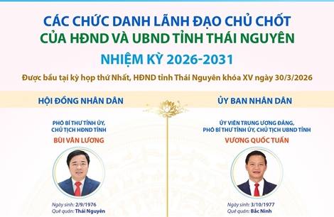 Các chức danh lãnh đạo chủ chốt của HĐND và UBND tỉnh Thái Nguyên nhiệm kỳ 2026-2031