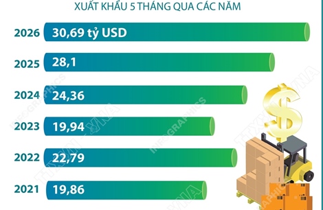 5 tháng năm 2026: Xuất khẩu nông, lâm, thủy sản vượt 30 tỷ USD