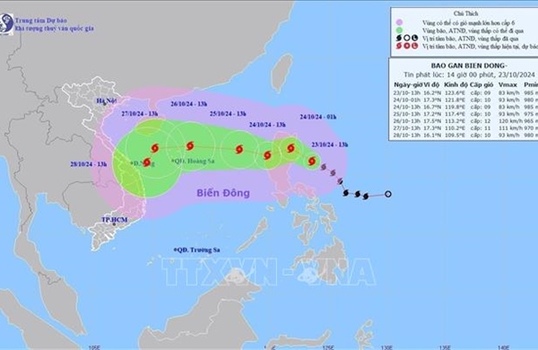 Bão Trà Mi nhiều khả năng ảnh hưởng tới Trung Bộ