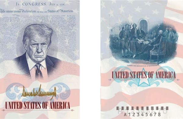 Mỹ phát hành hộ chiếu đặc biệt có hình Tổng thống Trump