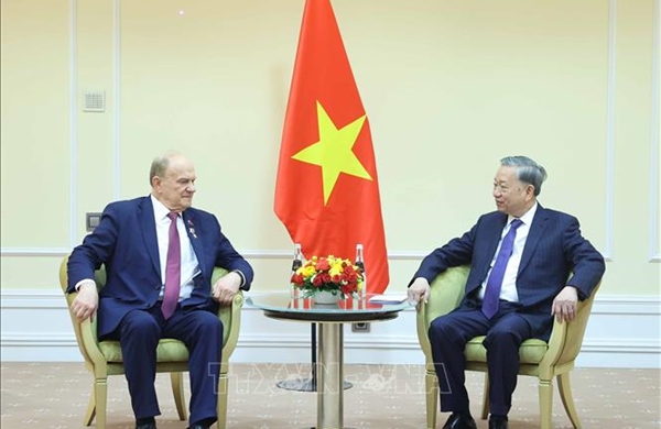 Tổng Bí thư Tô Lâm gặp Chủ tịch Đảng Cộng sản Liên bang Nga