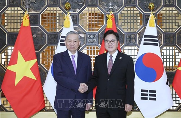 Tổng Bí thư Tô Lâm hội kiến Chủ tịch Quốc hội Hàn Quốc Woo Won Sik