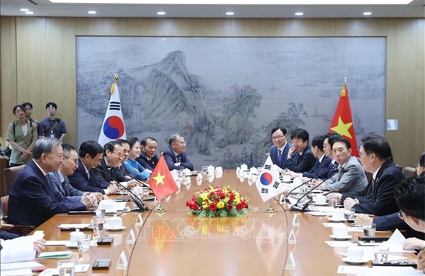 Tổng Bí thư Tô Lâm hội kiến Chủ tịch Quốc hội Hàn Quốc Woo Won Sik
