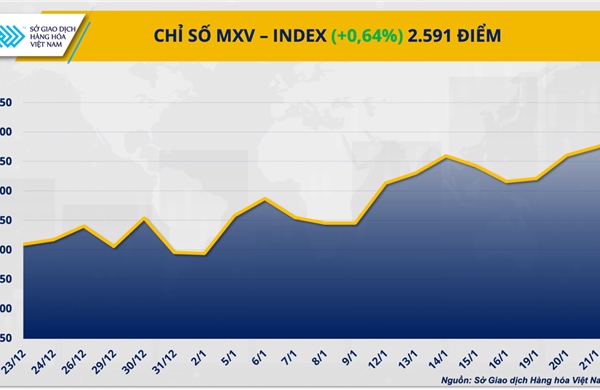 Bạc lập đỉnh lịch sử, MXV-Index nối dài chuỗi tăng phiên thứ ba