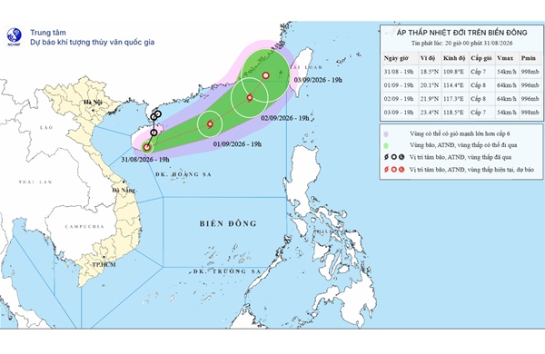 Áp thấp nhiệt đới di chuyển dị thường, khả năng mạnh lên thành bão vào ngày 1/9
