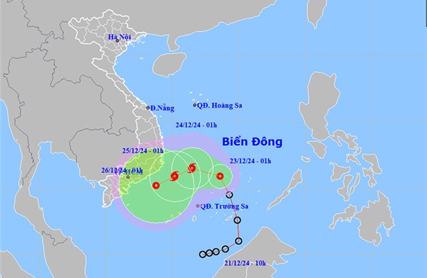 Thời tiết ngày 23/12: Áp thấp nhiệt đới có thể mạnh lên thành bão