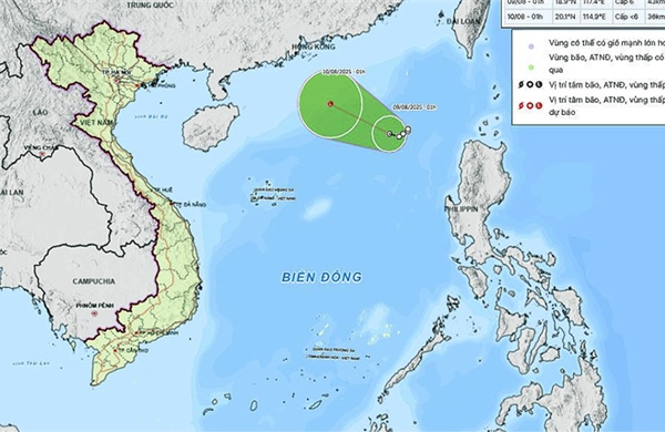 Thời tiết ngày 9/8: Mưa dông diện rộng tại Trung Bộ và Nam Bộ, áp thấp nhiệt đới trên Biển Đông