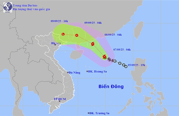 Bão số 7 di chuyển theo hướng Tây Bắc với tốc độ 10 - 15 km/h