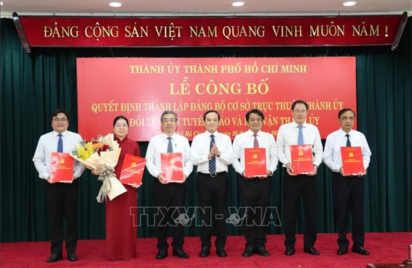 Thành ủy TP Hồ Chí Minh lập hai đảng bộ cơ sở, đổi tên một ban