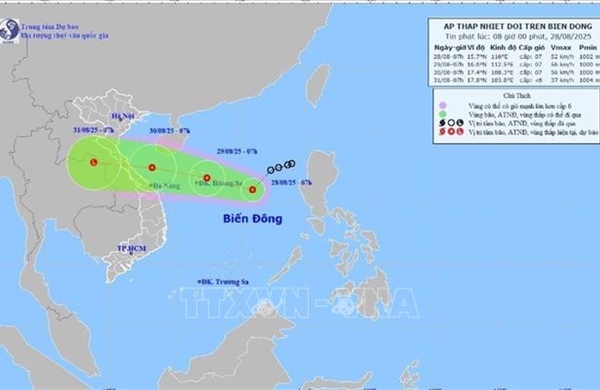 Áp thấp nhiệt đới đổi hướng hướng về khu vực biển đặc khu Hoàng Sa