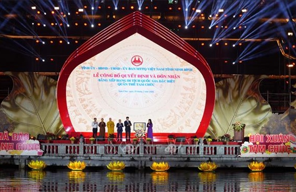 Ninh Bình đón nhận danh hiệu Di tích Quốc gia đặc biệt cho quần thể danh thắng Tam Chúc