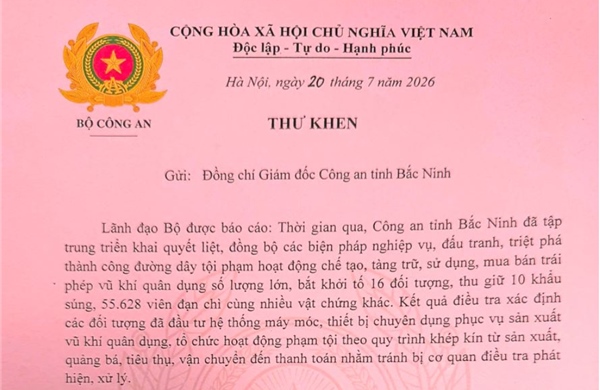 Bộ Công an thưởng đột xuất Công an tỉnh Bắc Ninh sau chuyên án về vũ khí quân dụng