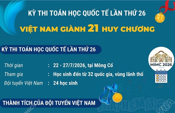 Việt Nam giành 21 huy chương tại Kỳ thi Toán học Quốc tế lần thứ 26