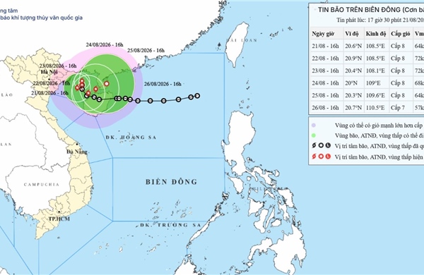 Áp thấp nhiệt đới đã mạnh lên thành bão - bão số 4 trong năm 2026