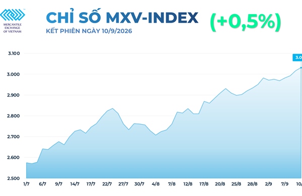 MXV-Index nối dài đà tăng sang phiên thứ 4, dao động trên mốc 3.000 điểm